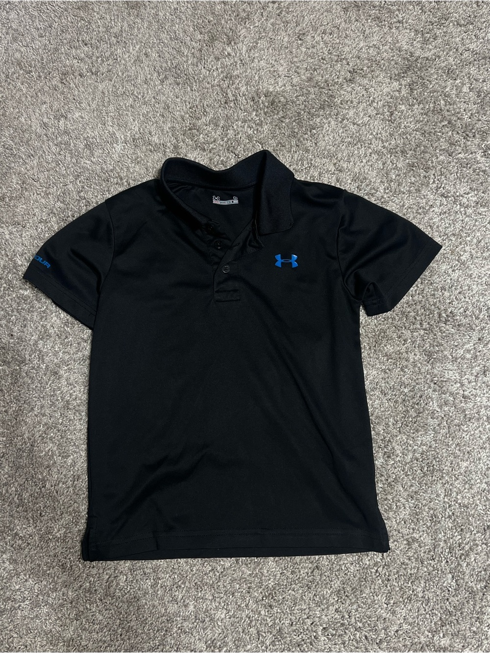 Under Armour Black Polo with Blue Logo - Boys